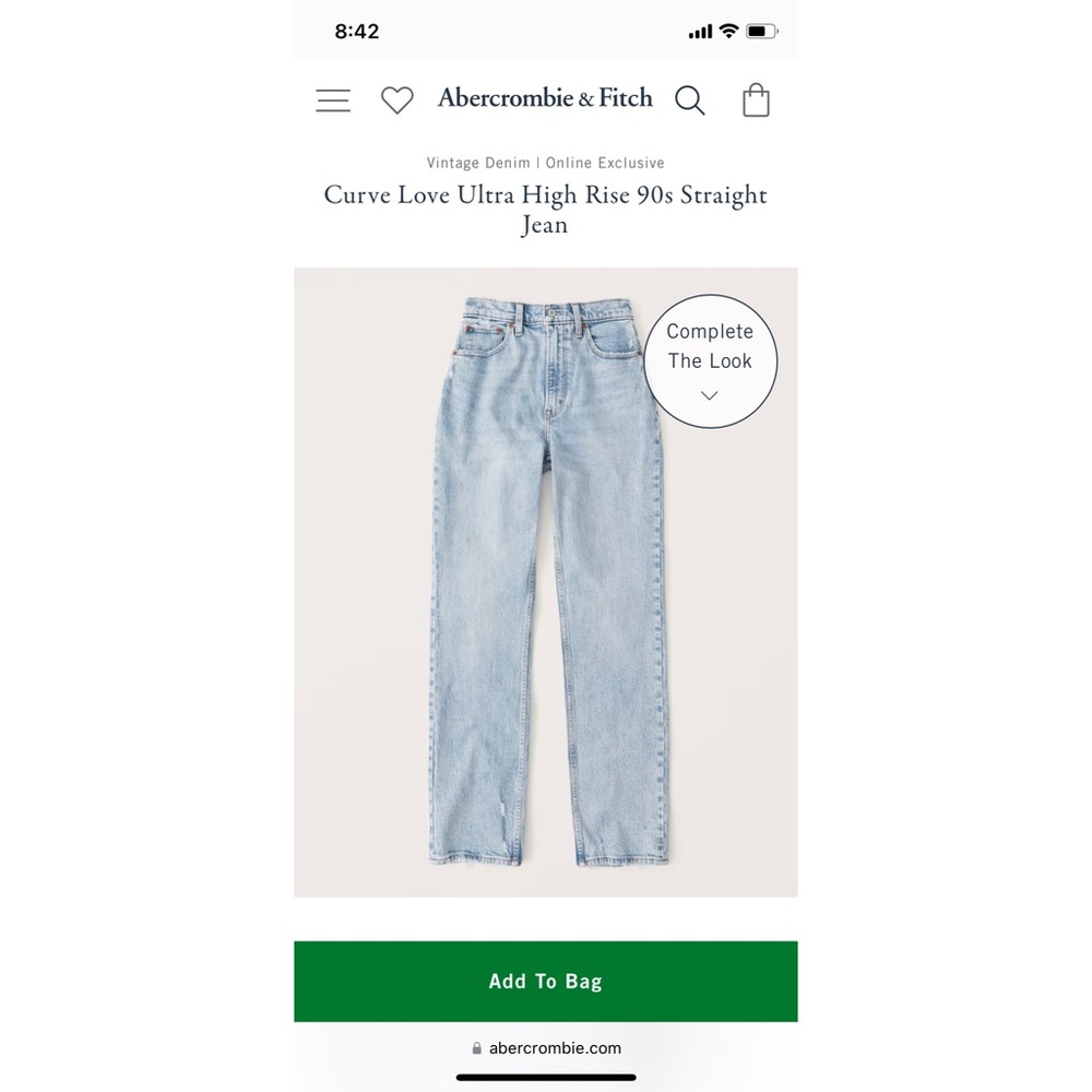 Abercrombie Curve Love Ultra High Rise 90s Straight Jean